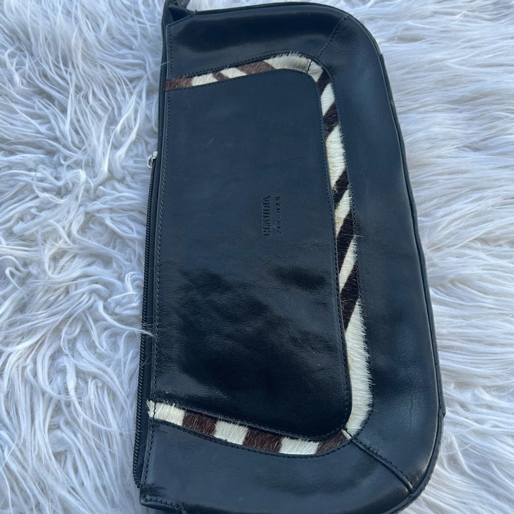 Claudia Firenze 💫Black💫 Leather Clutch Faux Fur - Picture 6 of 6